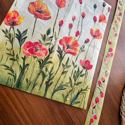 Wild Flowers Painted On Fabric Patches