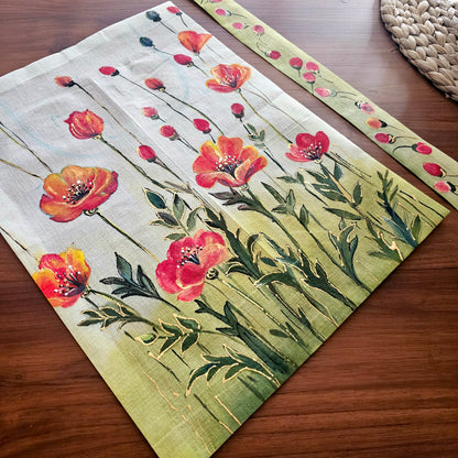 Wild Flowers Painted On Fabric Patches