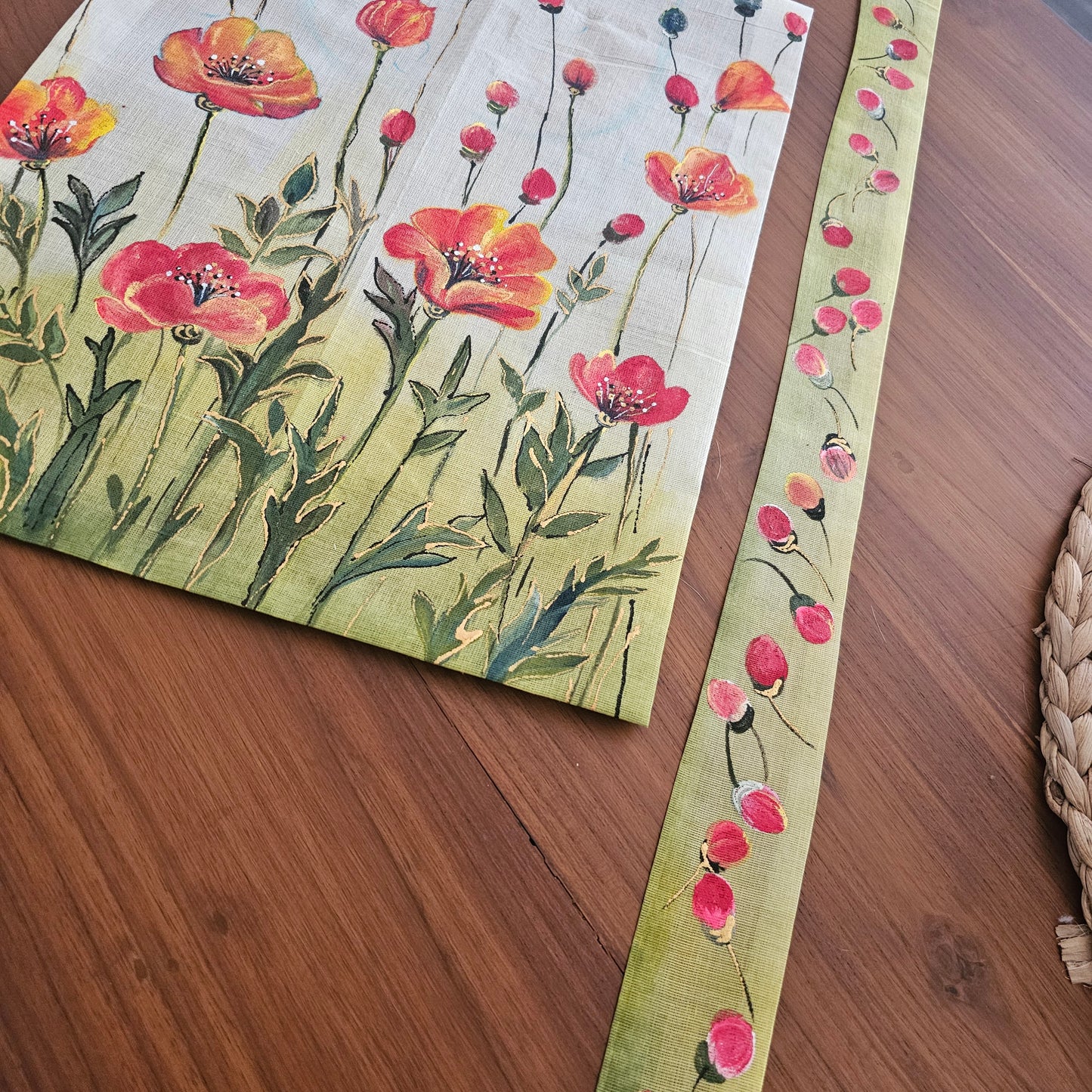 Wild Flowers Painted On Fabric Patches