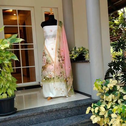 Hand-Painted Florals on Airy Kota Doria