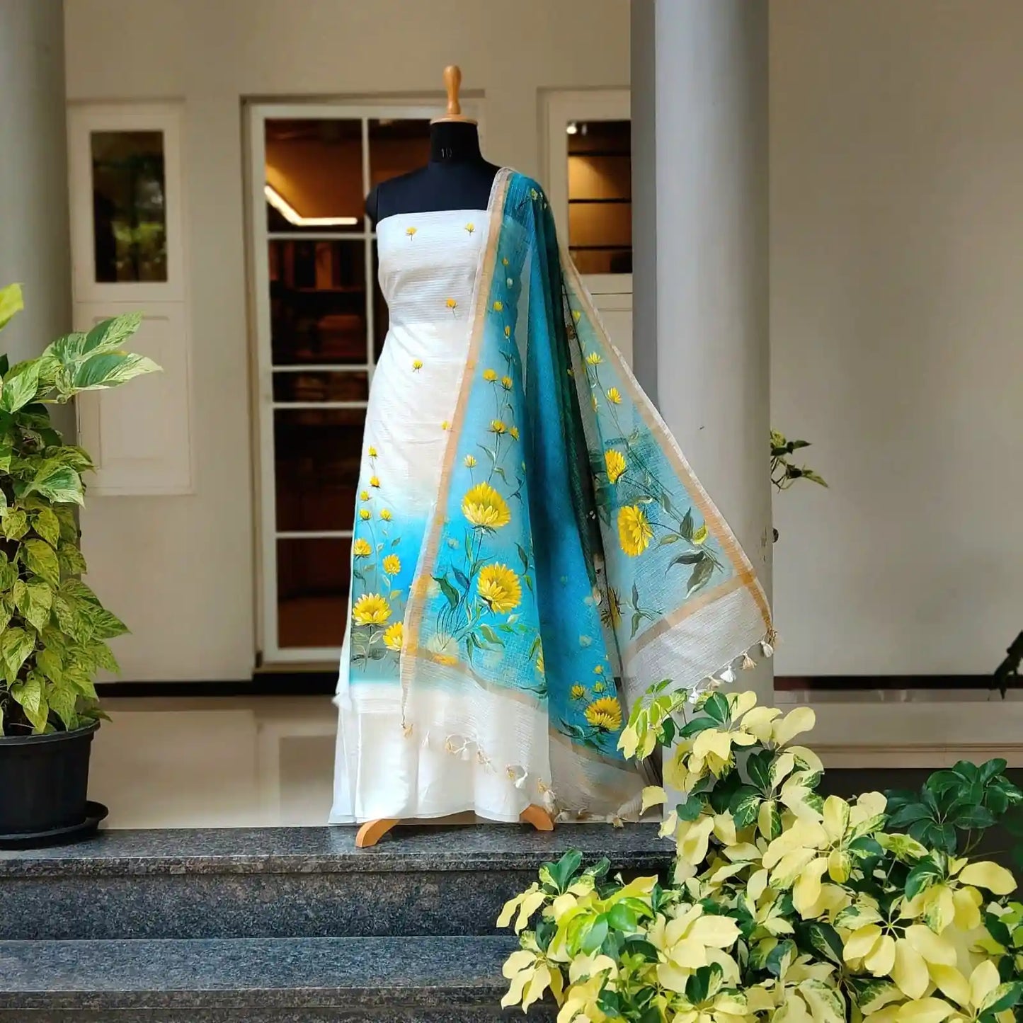 Elegant Floral Story in Kota Doria