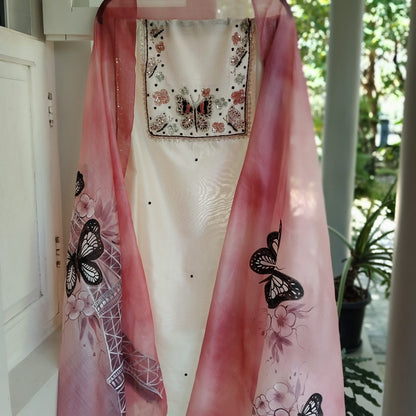 Gorgeous Hand-Painted Kurti set with Sequin Work