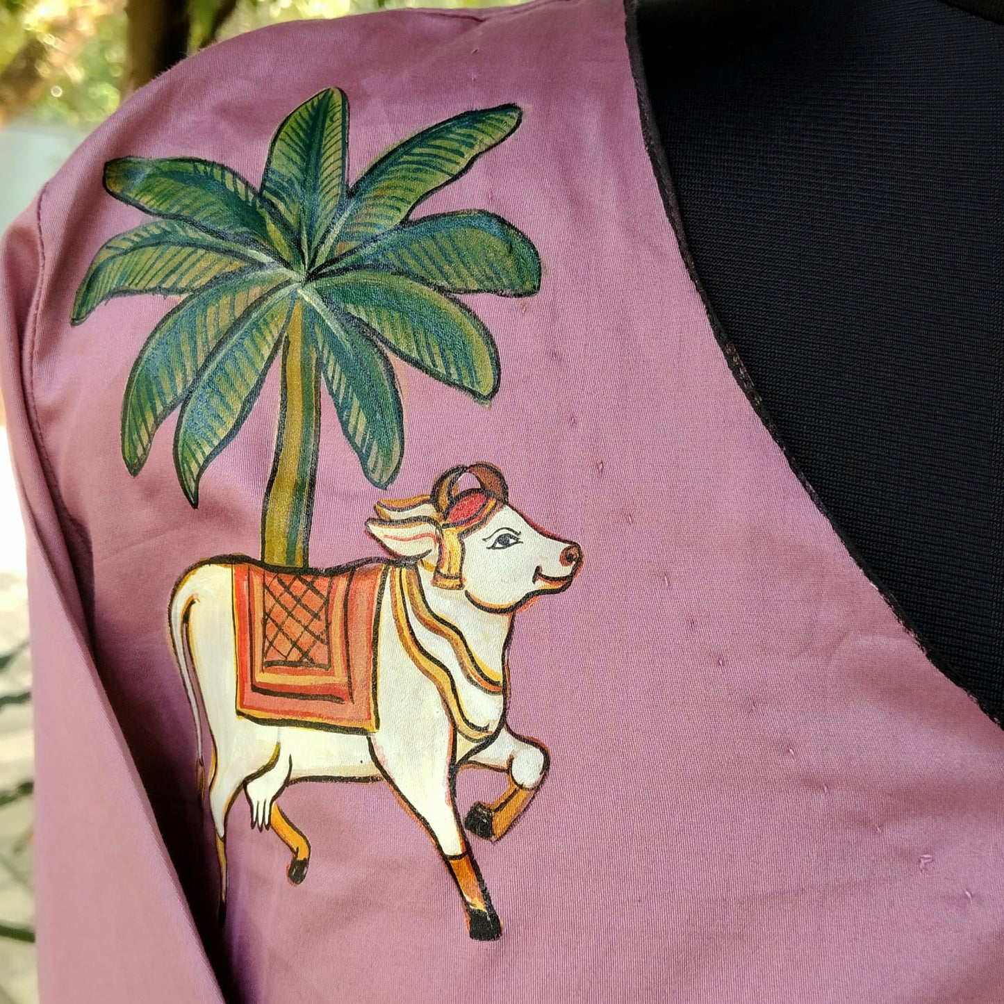 Light Purple Pichwai Style Hand-Painted Short Kurti.