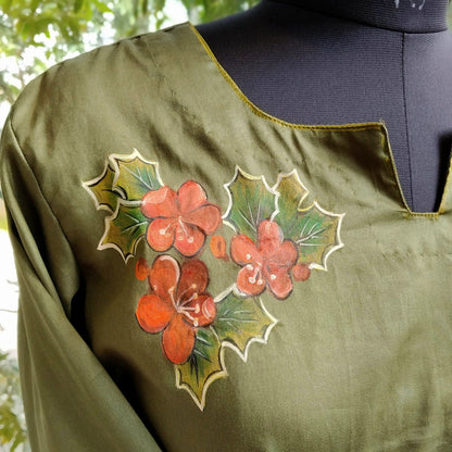 Hand-Painted Christmas Short Kurti