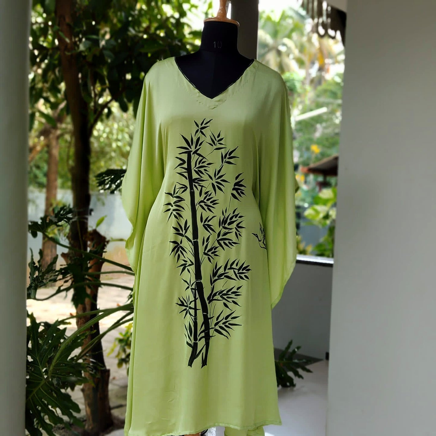 Elegant Soft Semi Stitched Modal Silk Kaftan.