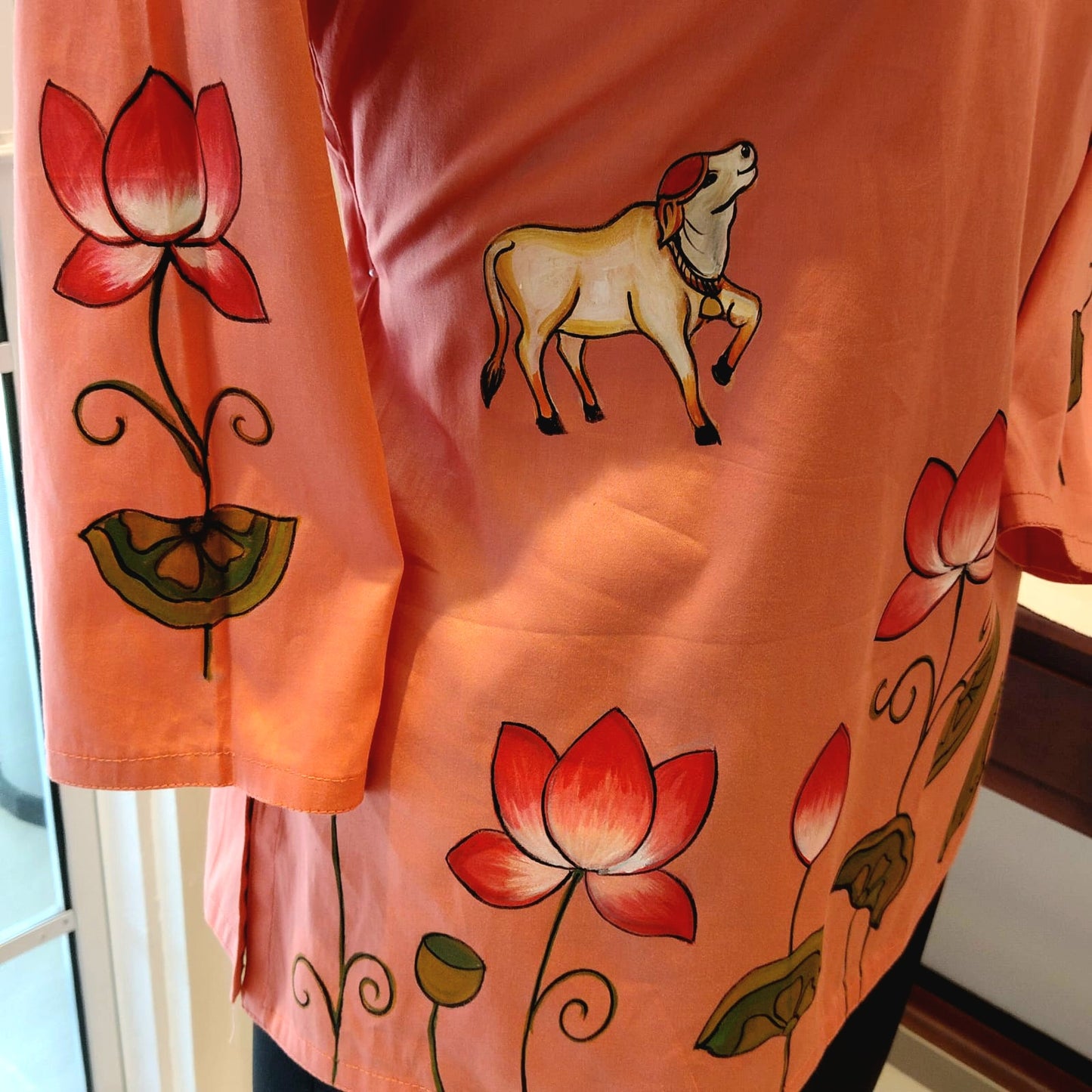 Pichwai Style Hand-Painted Short Kurti