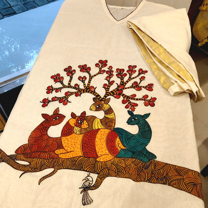 Gond Art On Semi Stitched Kaftan Set