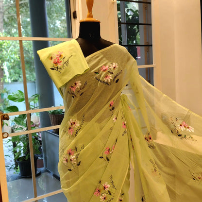 Elegant Hand-Painted Pure Kota Saree