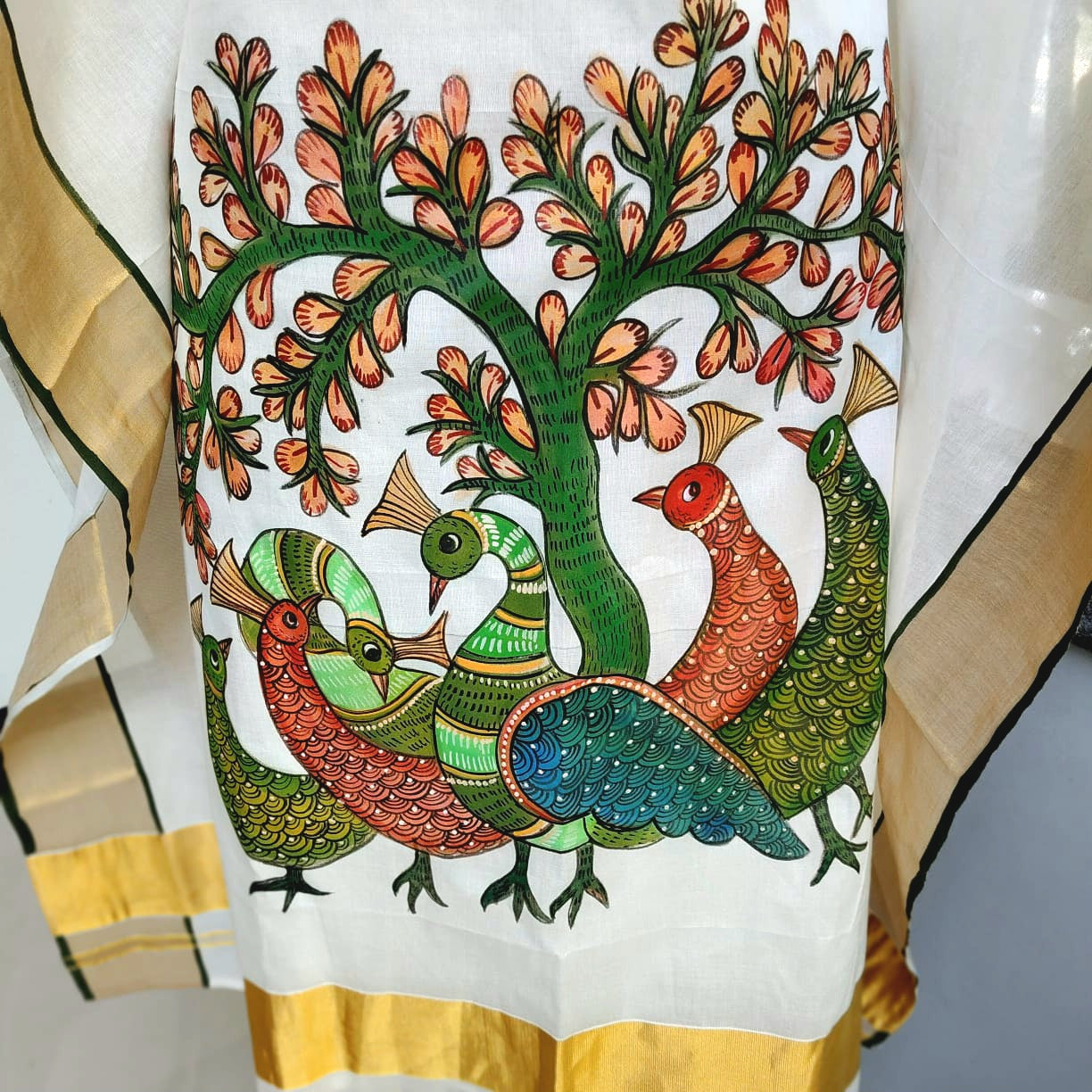 Hand-Painted Semi-stitched Kaftan Set with Gond Artwork