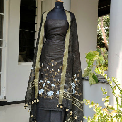 Handpainted Linen Salwar Kameez Set