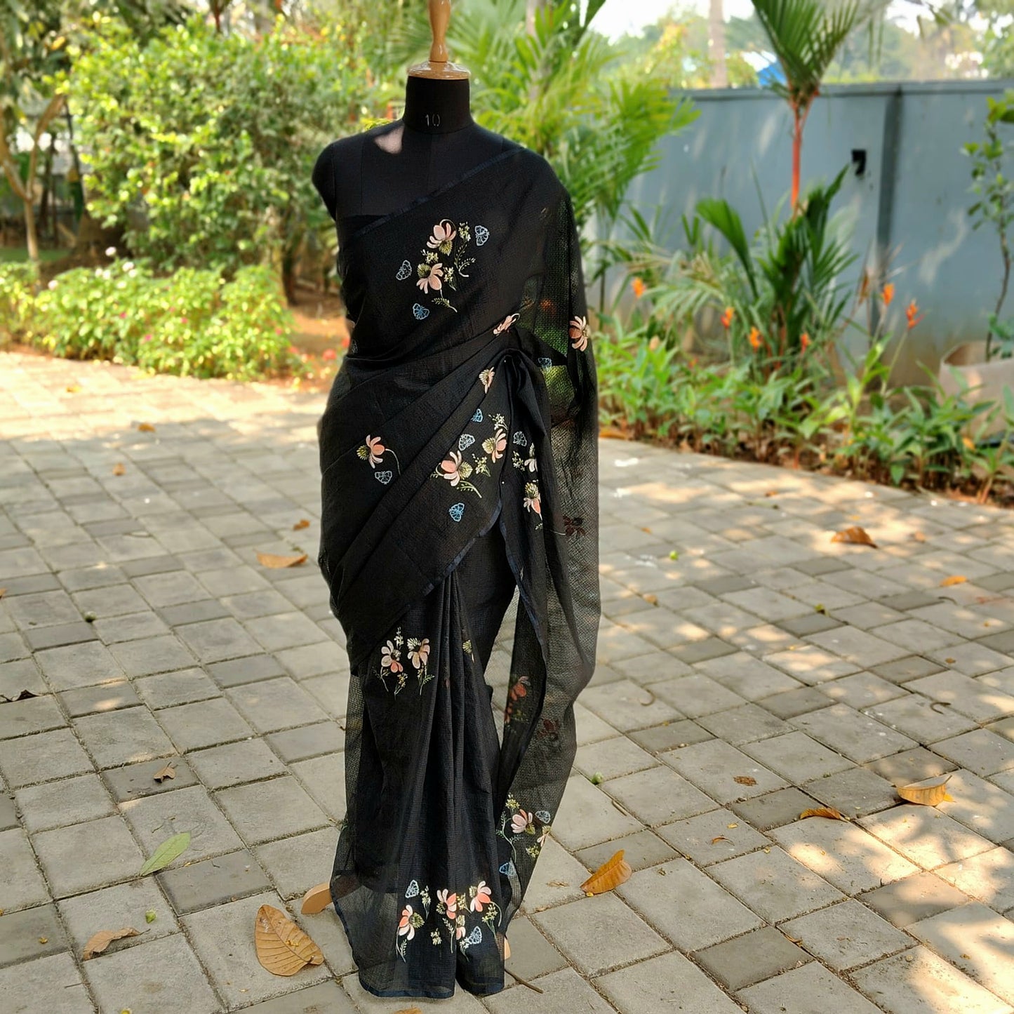 Pretty Hand-Painted Black Pure Kota Saree