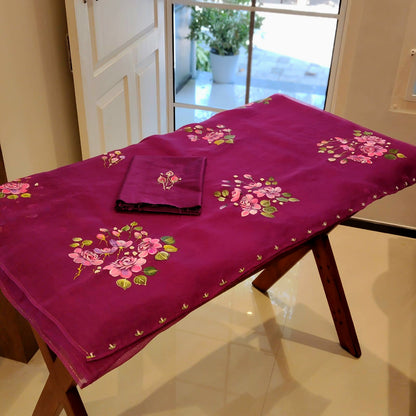 Gorgeous Hand-Painted And Hand Embroidered Silk Organza Saree.