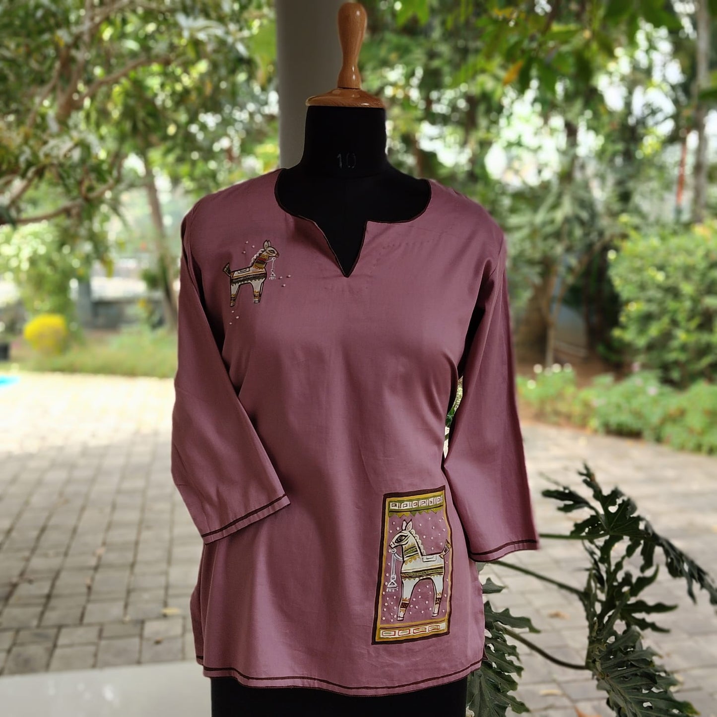 Hand-Painted Short Kurti In Pure Cotton