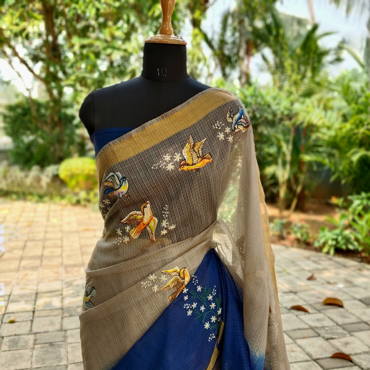 Stunning Hand-Painted And Hand-Embroidered Kota Doria Saree