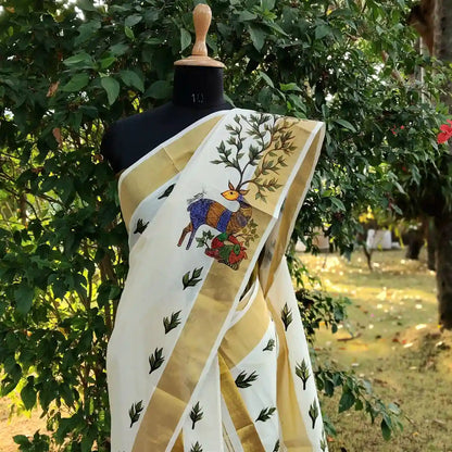 Hand-Painted Kerala Set Mundu