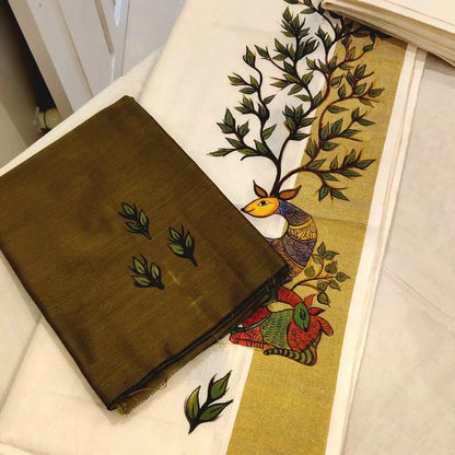 Hand-Painted Kerala Set Mundu