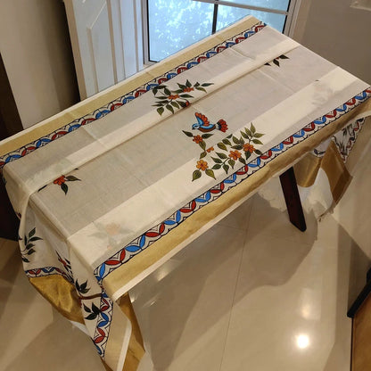 Artisanal Folk-Inspired Hand-Painted Dupatta on Luxurious Chanderi Silk