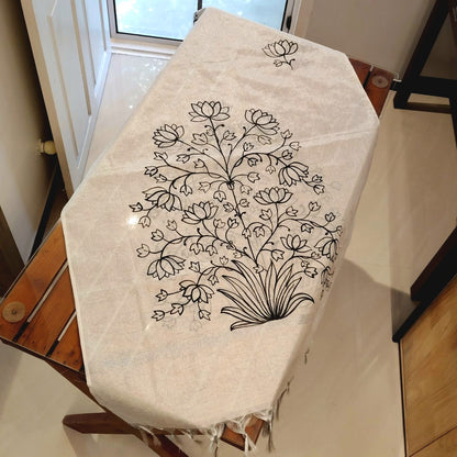 Hand-Painted Silver Tissue Dupatta