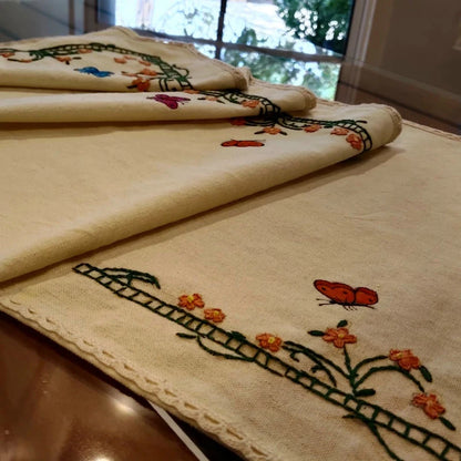 Hand-Painted And Hand- Embroidered Table Runner