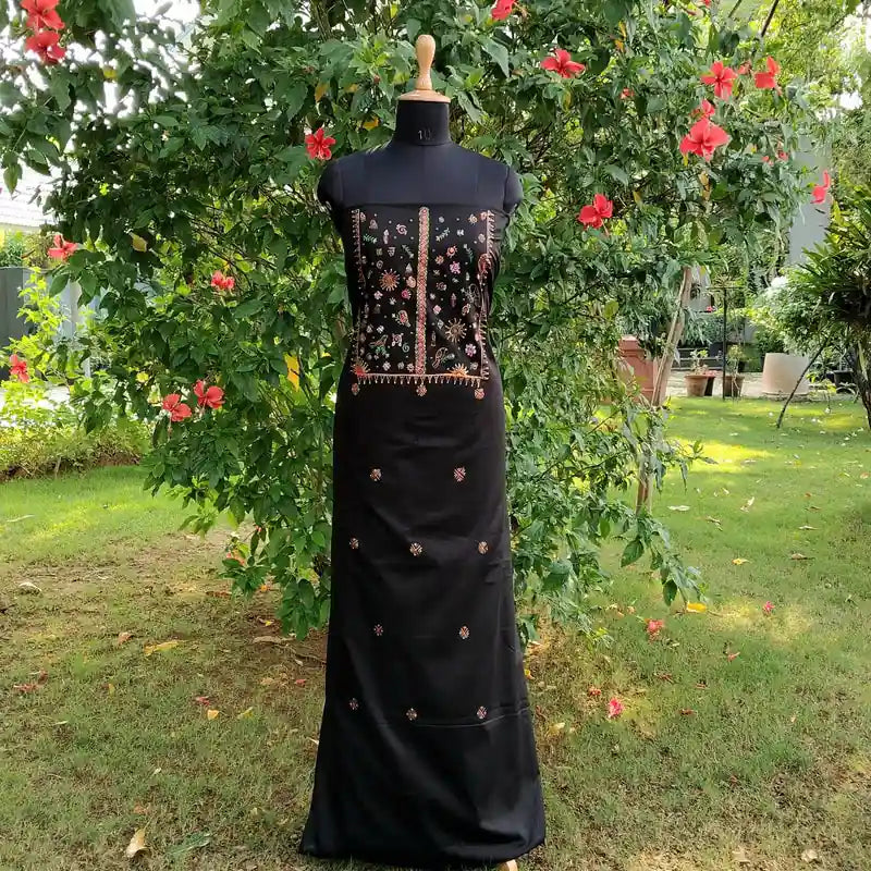 Artisanal Hand-Painted Black Cotton Kurti