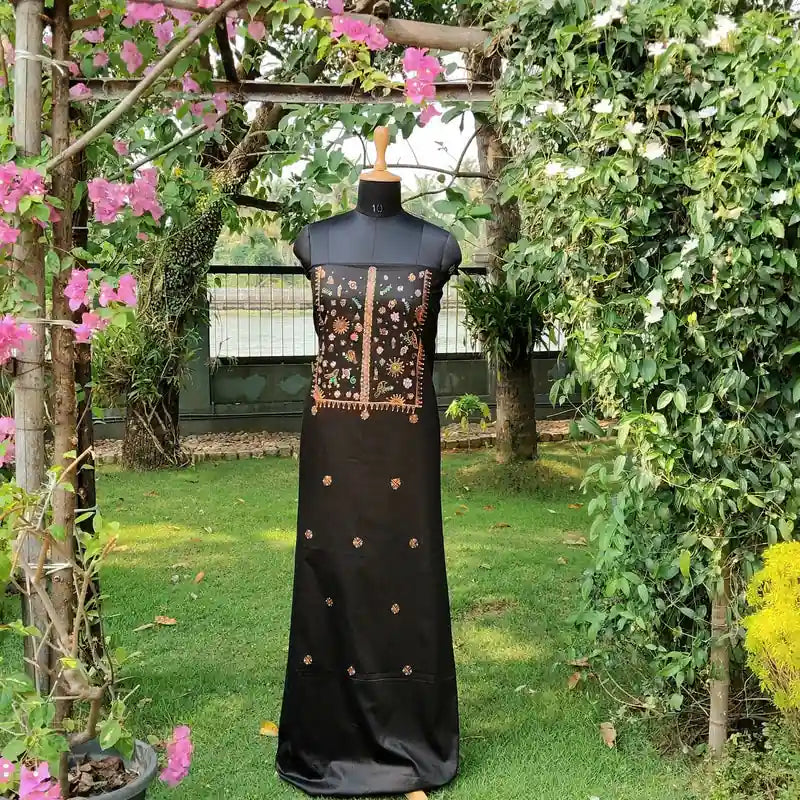 Artisanal Hand-Painted Black Cotton Kurti