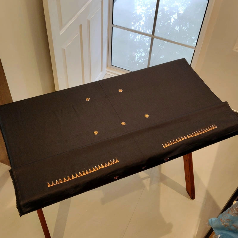 Artisanal Hand-Painted Black Cotton Kurti