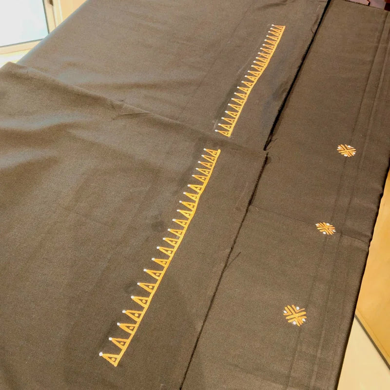 Artisanal Hand-Painted Black Cotton Kurti