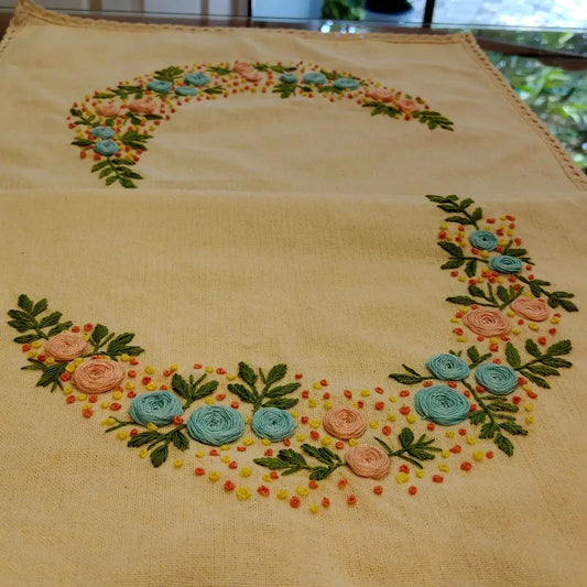 Gracefully Embellished Hand EmbroideredTable Runner