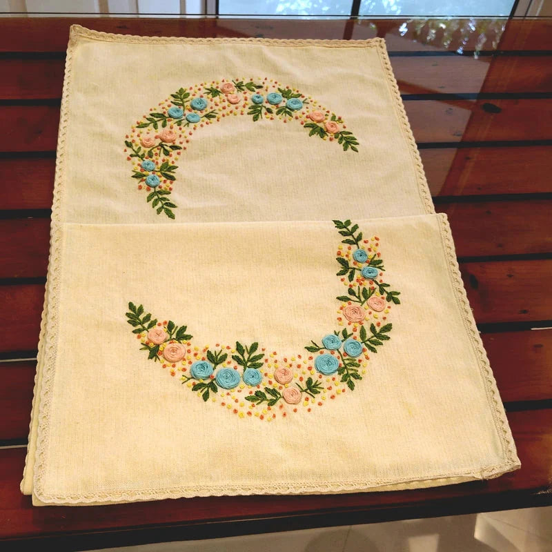 Gracefully Embellished Hand EmbroideredTable Runner