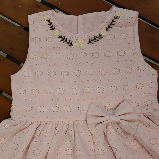Gracefull Pastel Pink Hakoba Frock For Your Little Princess