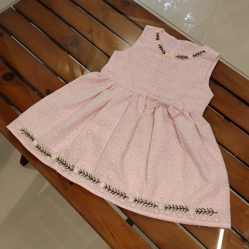 Gracefull Pastel Pink Hakoba Frock For Your Little Princess