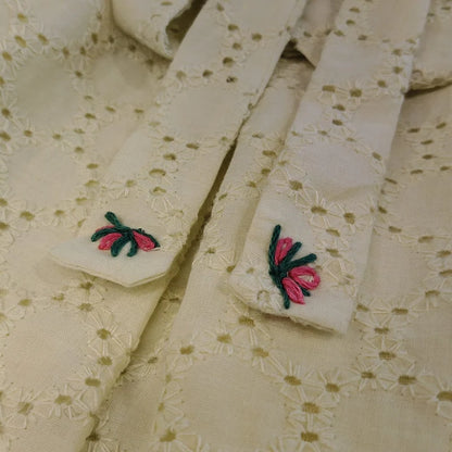 Pastel Yellow Hand Embroidered Hakoba Frock