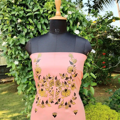 Peach Blush Cotton Kurti With Hand-Painted Detailing