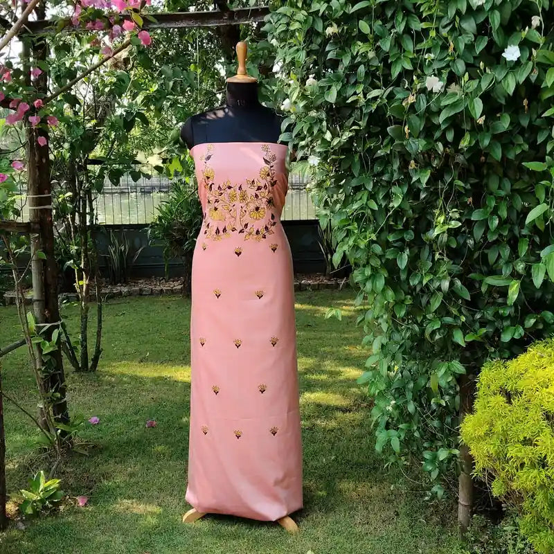 Peach Blush Cotton Kurti With Hand-Painted Detailing