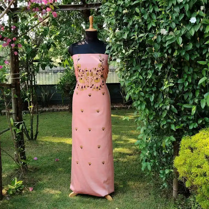 Peach Blush Cotton Kurti With Hand-Painted Detailing