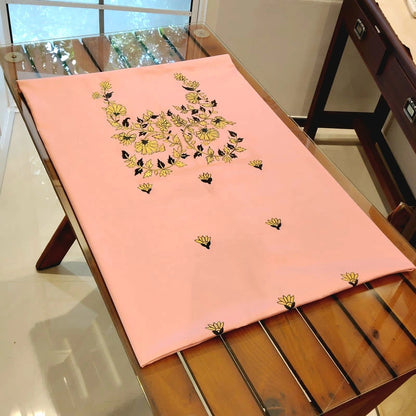 Peach Blush Cotton Kurti With Hand-Painted Detailing