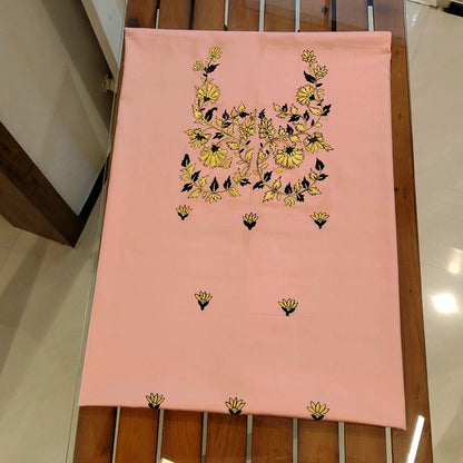 Peach Blush Cotton Kurti With Hand-Painted Detailing