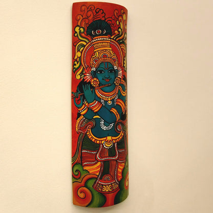 Traditional Kerala Mural on Natural Bamboo – Artistic Wall Accent