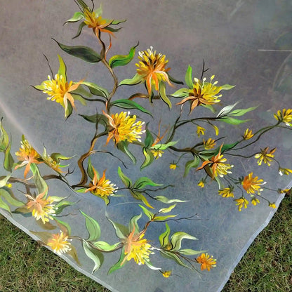 Vibrant Hand dyed and Hand-Painted Organza Saree