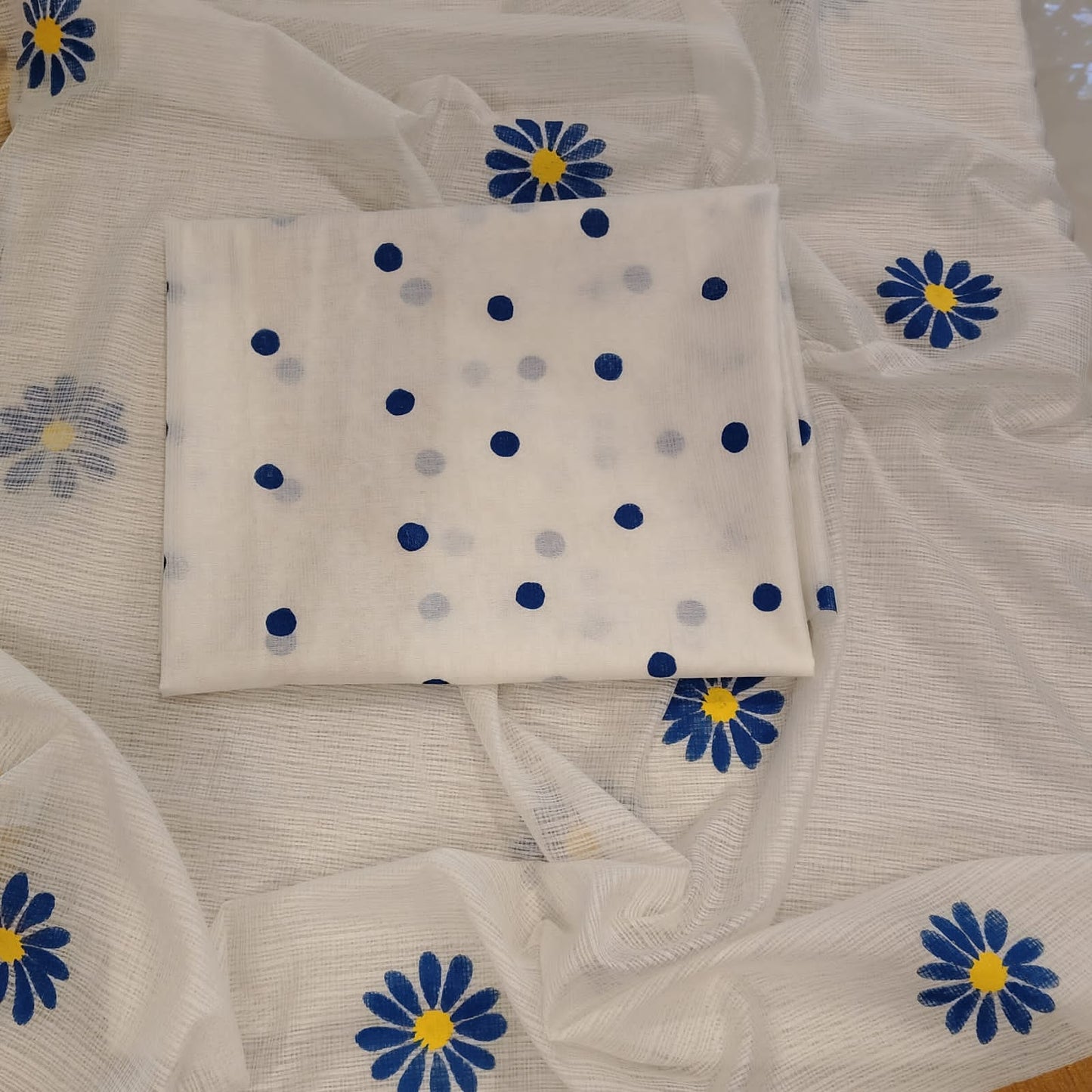 Graceful Hand-Painted Floral Saree On Airy Kota Doria Weave