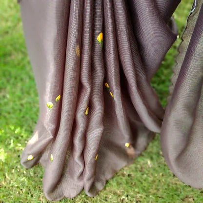 Hand-Painted Silk Kota Saree In Serene Brown Hues