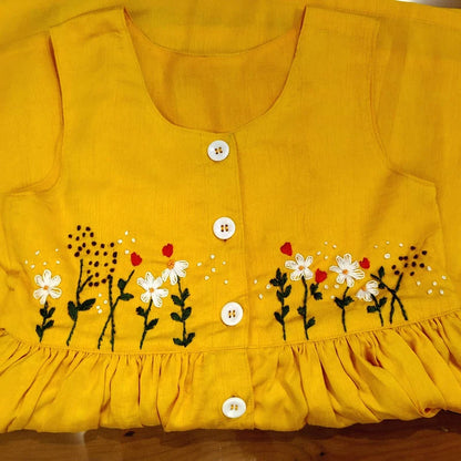 Charming Yellow Raw Silk Frock, Fit For Your Little Princess [3-4yrs ]