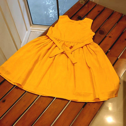 Charming Yellow Raw Silk Frock, Fit For Your Little Princess [3-4yrs ]