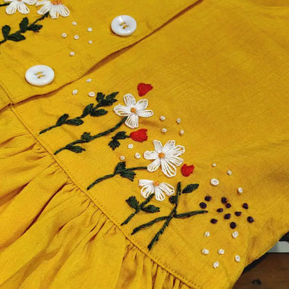 Charming Yellow Raw Silk Frock, Fit For Your Little Princess [3-4yrs ]