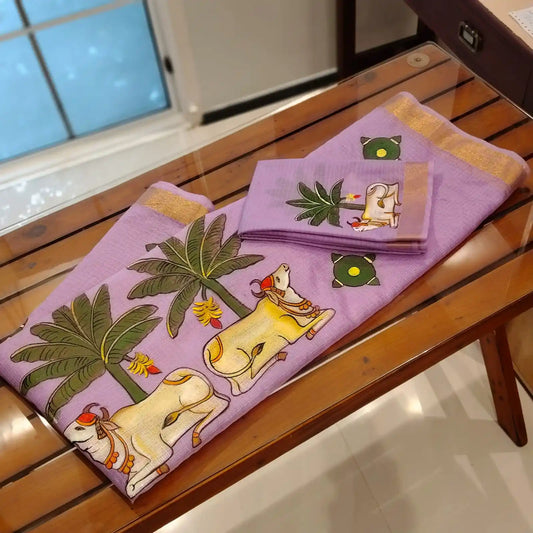 Pichwai Elegance On Kota Doria Saree