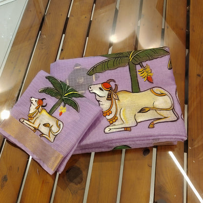 Pichwai Elegance On Kota Doria Saree