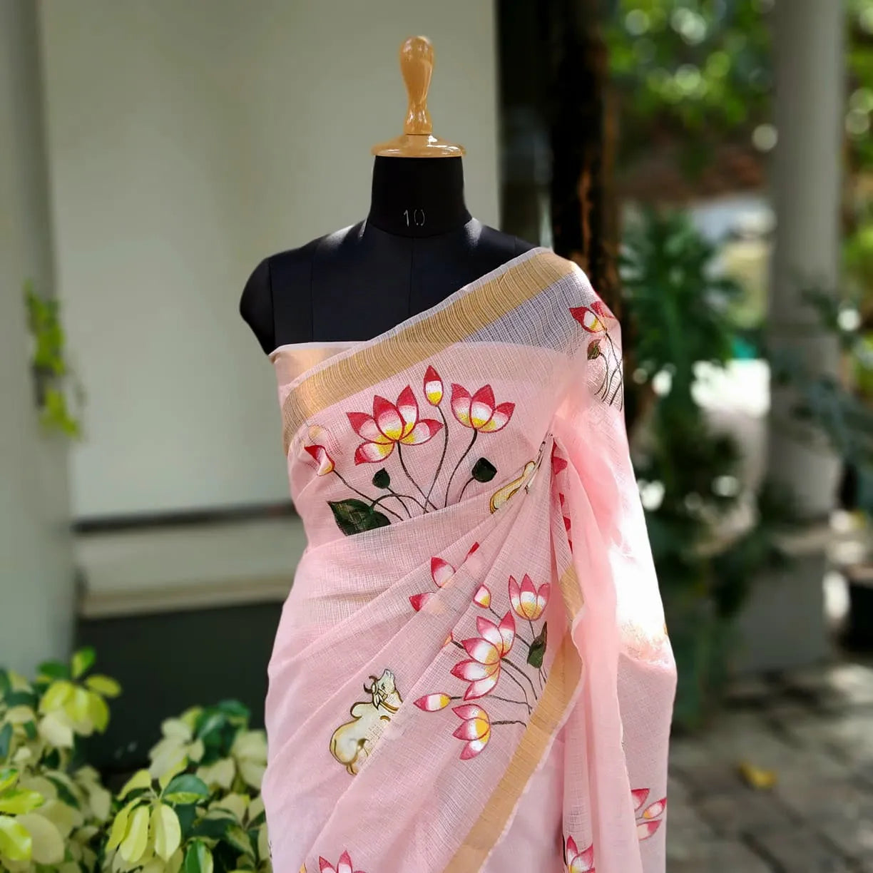 Hand-Painted Pichwai Art On Light Weight Kota Doria Saree