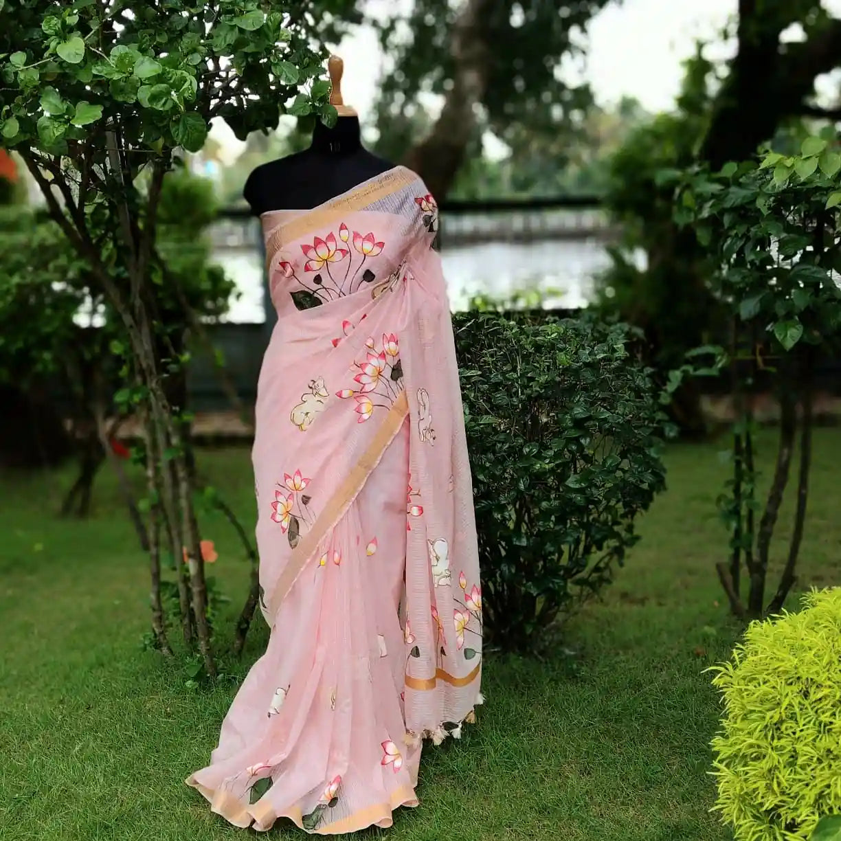 Hand-Painted Pichwai Art On Light Weight Kota Doria Saree