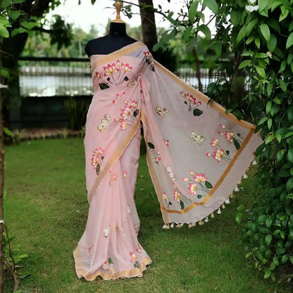 Hand-Painted Pichwai Art On Light Weight Kota Doria Saree