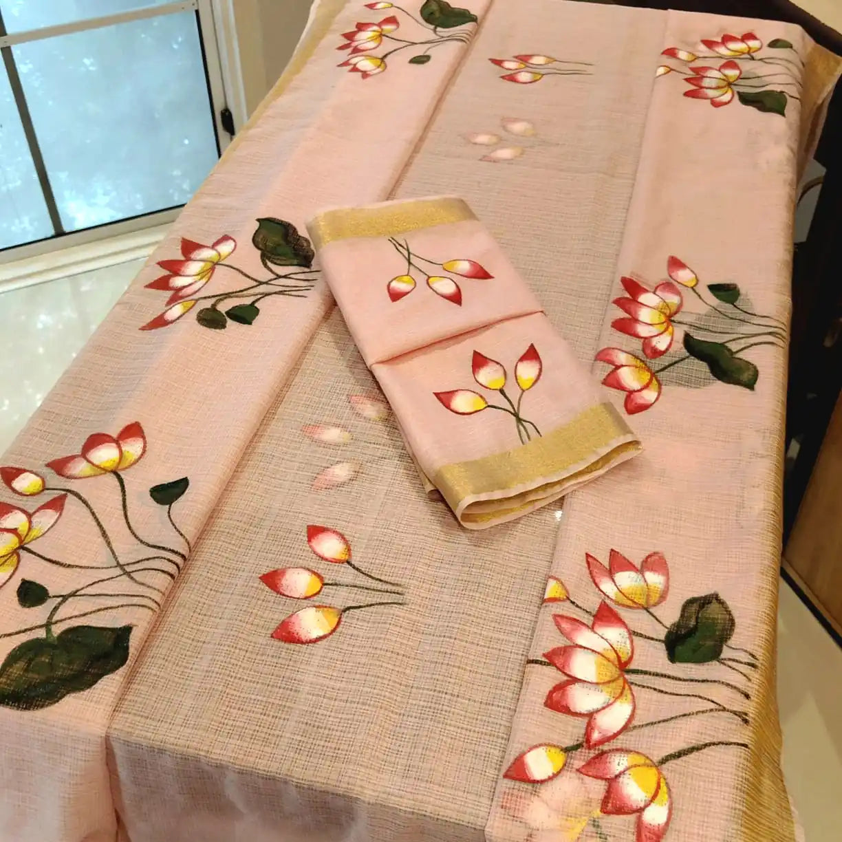 Hand-Painted Pichwai Art On Light Weight Kota Doria Saree